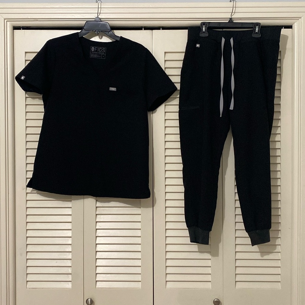 Figs Scrub Set Black Medium petite